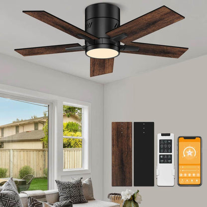 BICIK 42 in.Integrated LED Indoor/Covered Outdoor Black Ceiling Fan+Light+Remote