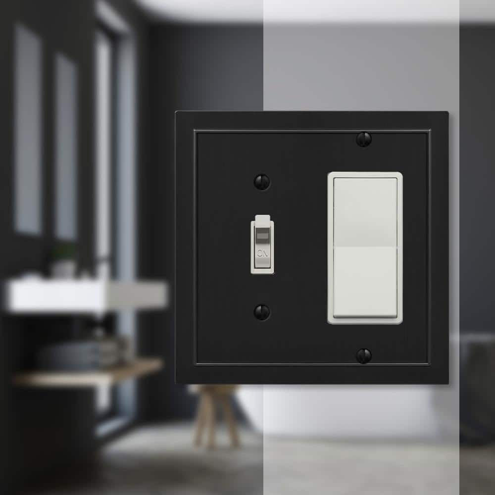 Amerelle Bethany 2-Gang Toggle Rocker Wall Plate Black Metal 57TRBK