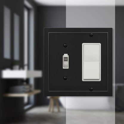 Amerelle Bethany 2-Gang Toggle Rocker Wall Plate Black Metal 57TRBK