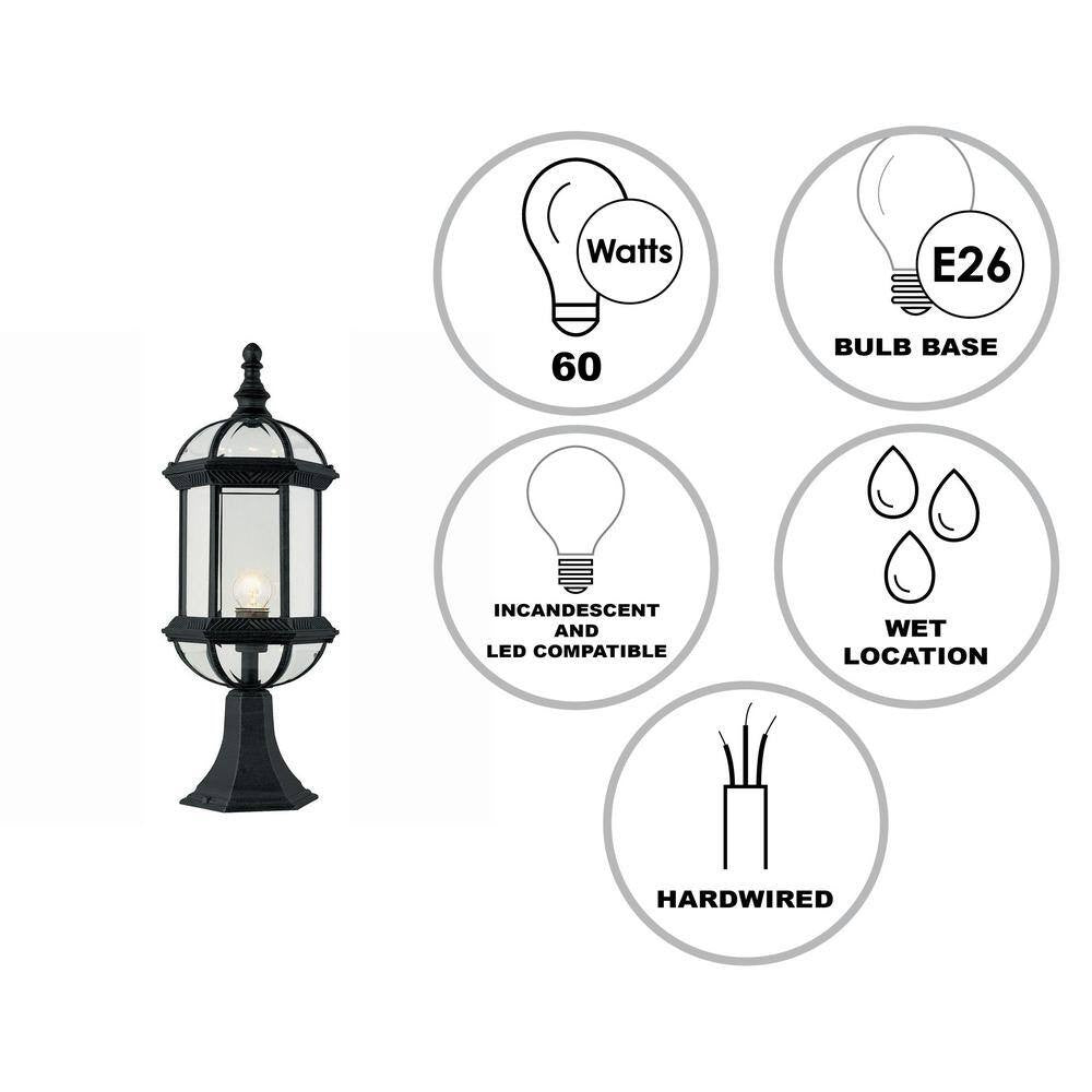 Bel Air Lighting Wentworth 20.75 in. Black Outdoor Lamp Post Light Fixture