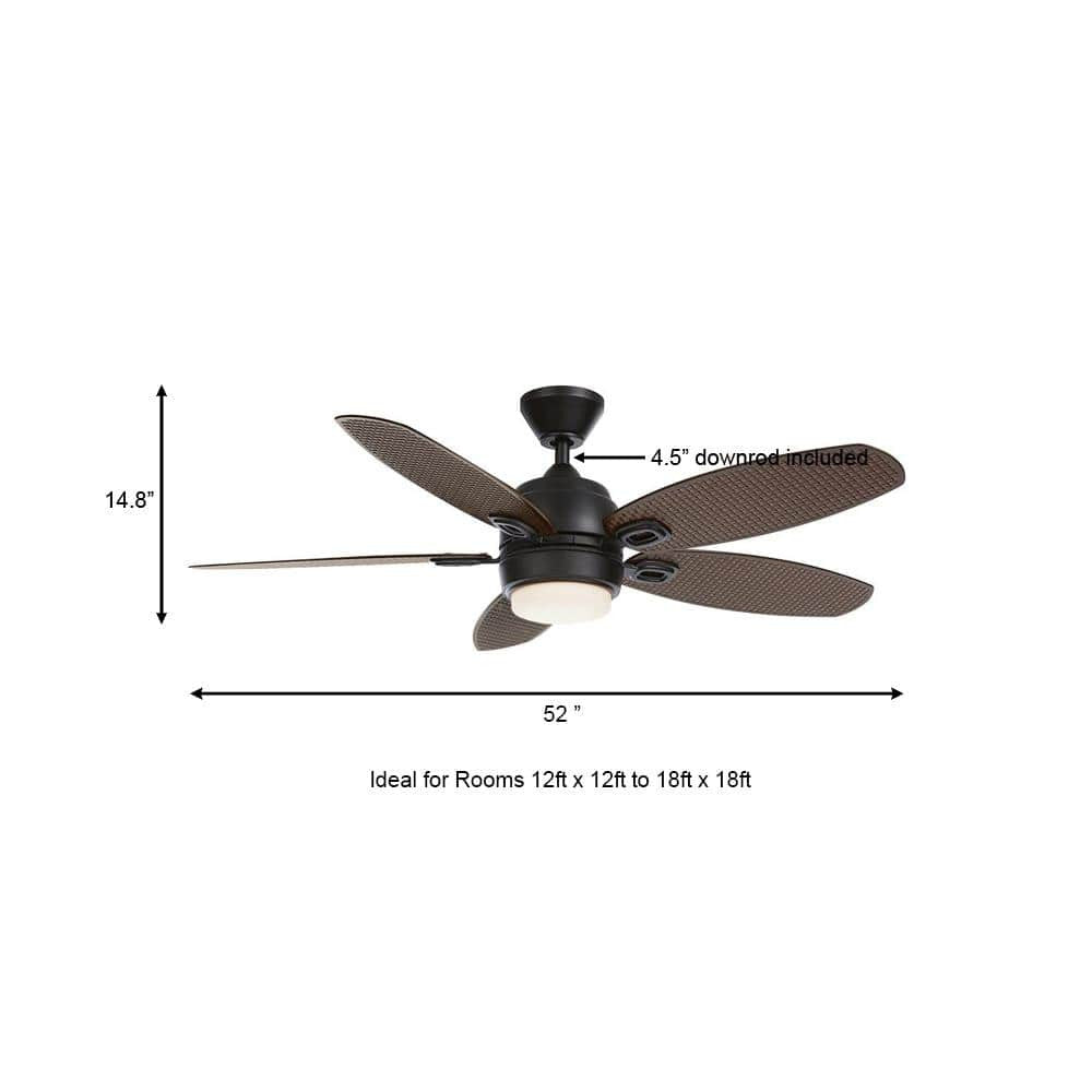 Daniel Island 52" LED Outdoor Ceiling Fan Matte Black Remote Home Decorators