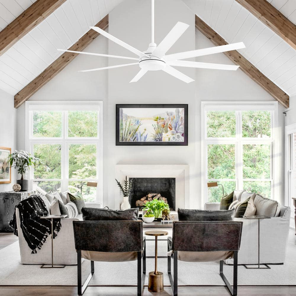 Breezary Melissa 65 in. 6 Speed Ceiling Fan, White with Remote Control Included