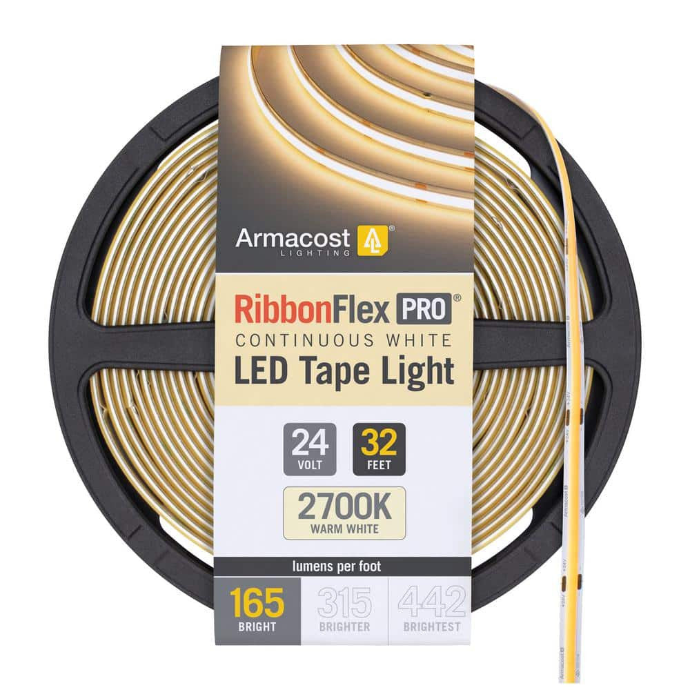 Armacost RibbonFlex 24V White COB Light Tape 2700K, 165 Lumens/Ft, 10M 171150