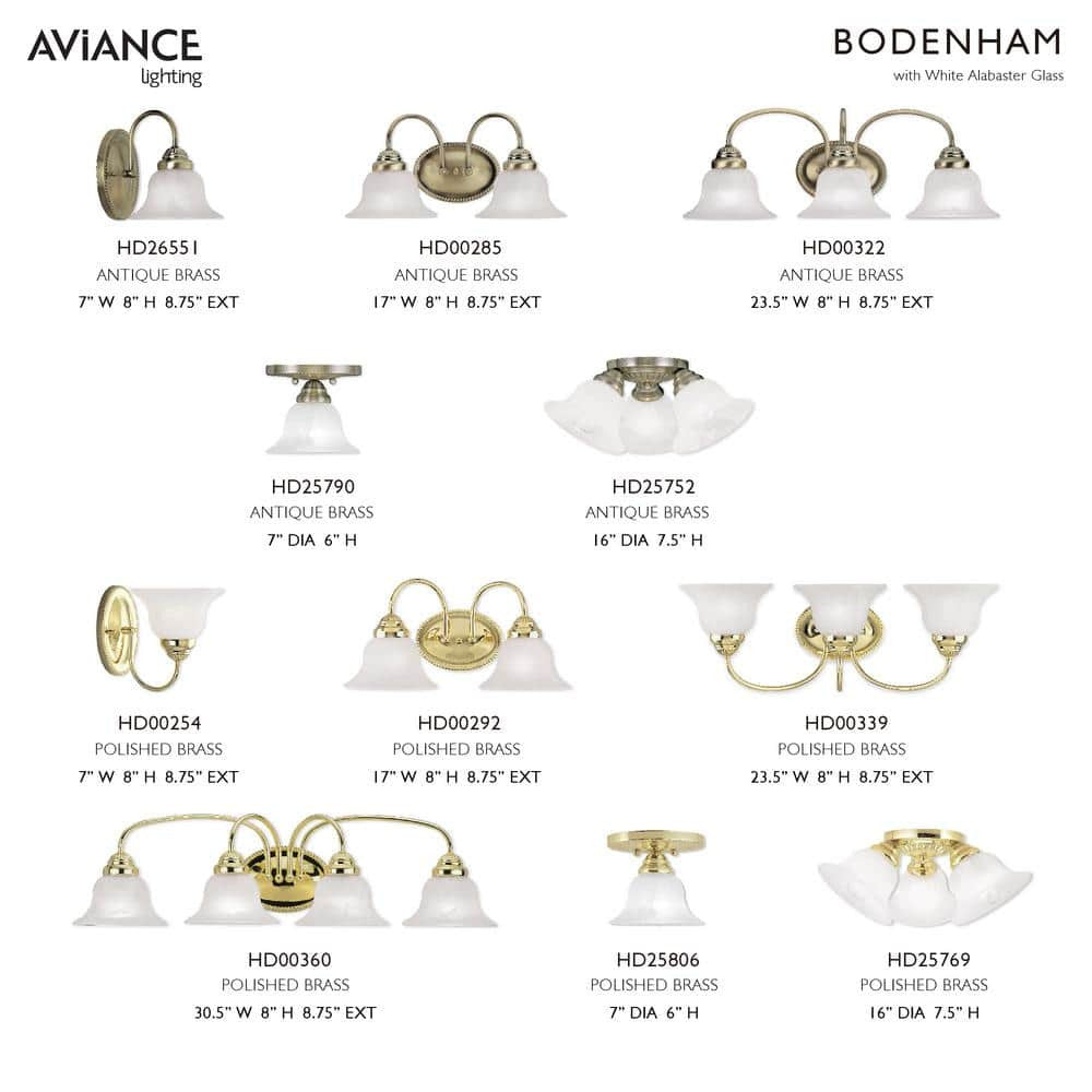 Bodenham 30.5 in. 4-Light Polished Brass Vanity Light with White Alabaster Glass