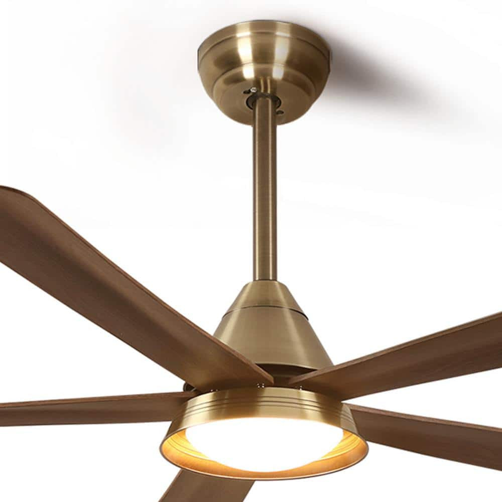 52 in. Smart LED Wood Black Semi Flush Mount Ceiling Fan w/ Light Kit Remote App