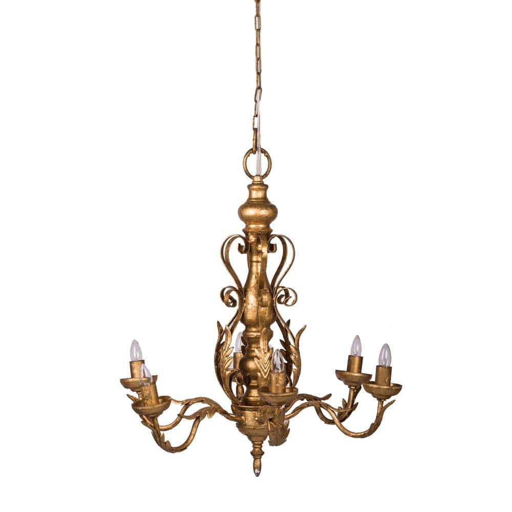 A&B Home 44028 Classic 6 Light 23.6 inch Gold Pendant Ceiling Light