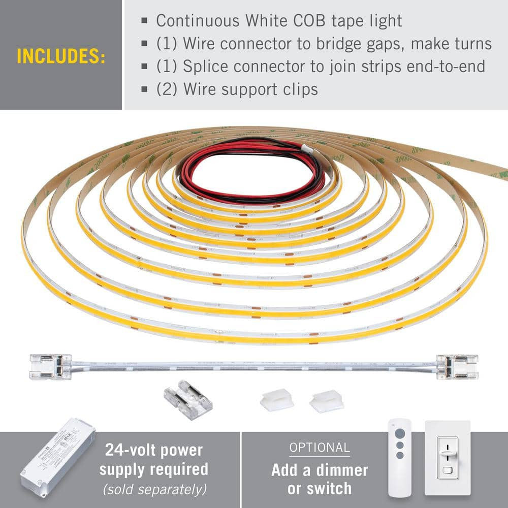 Armacost RibbonFlex 24V White COB Light Tape 2700K, 165 Lumens/Ft, 10M 171150