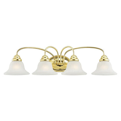 Bodenham 30.5 in. 4-Light Polished Brass Vanity Light with White Alabaster Glass