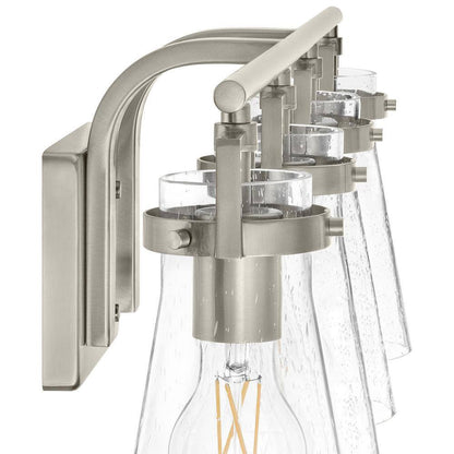 Clermont 30.75 in. 4-Light Brushed Nickel Bathroom Vanity Light w Seeded Glass