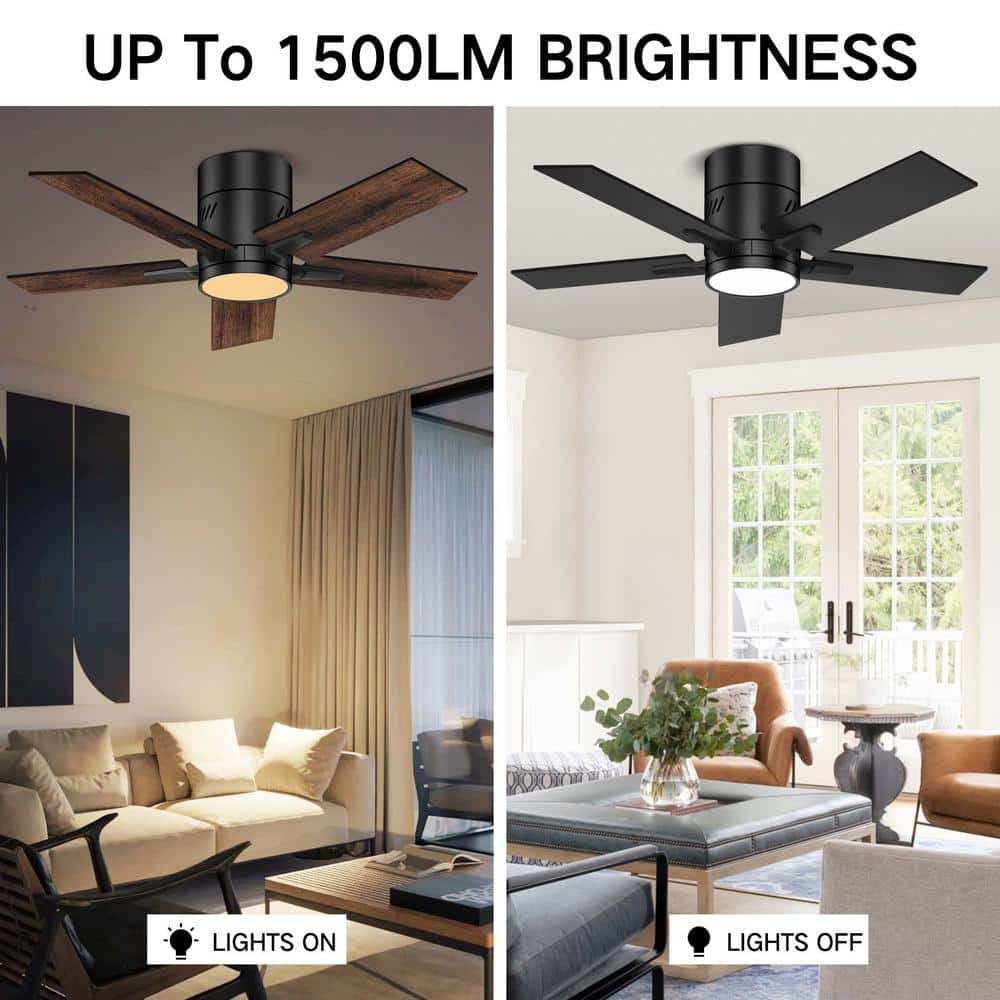 BICIK 42 in.Integrated LED Indoor/Covered Outdoor Black Ceiling Fan+Light+Remote
