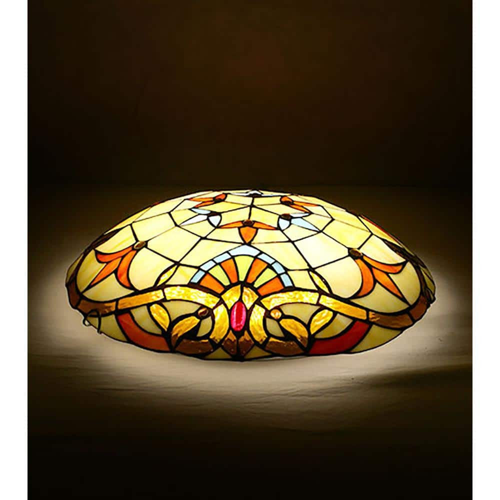 12" Tiffany Style Flush Mount Ceiling Light Stained Glass 2-Light Fixture