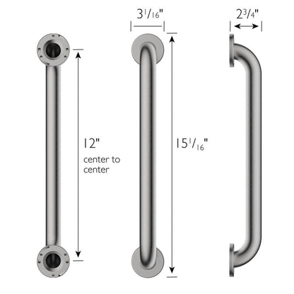 Design House 12 in. x 1-1/2 in. Bathroom Safety Grab Bar in Satin Nickel - ADA