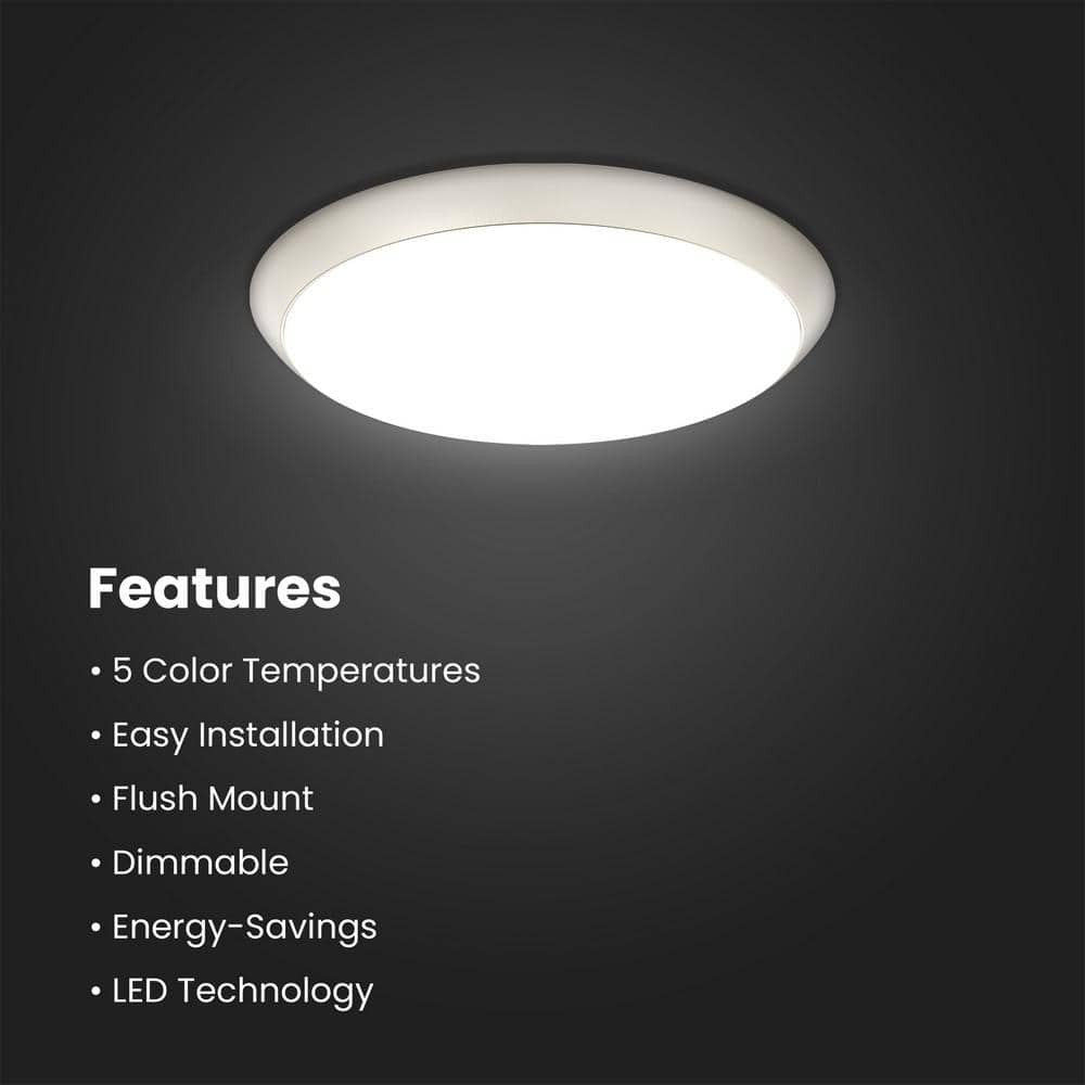 Commercial Electric 15 in Brushed Nickel LED Dimmable Selectable CCT Flush Mount