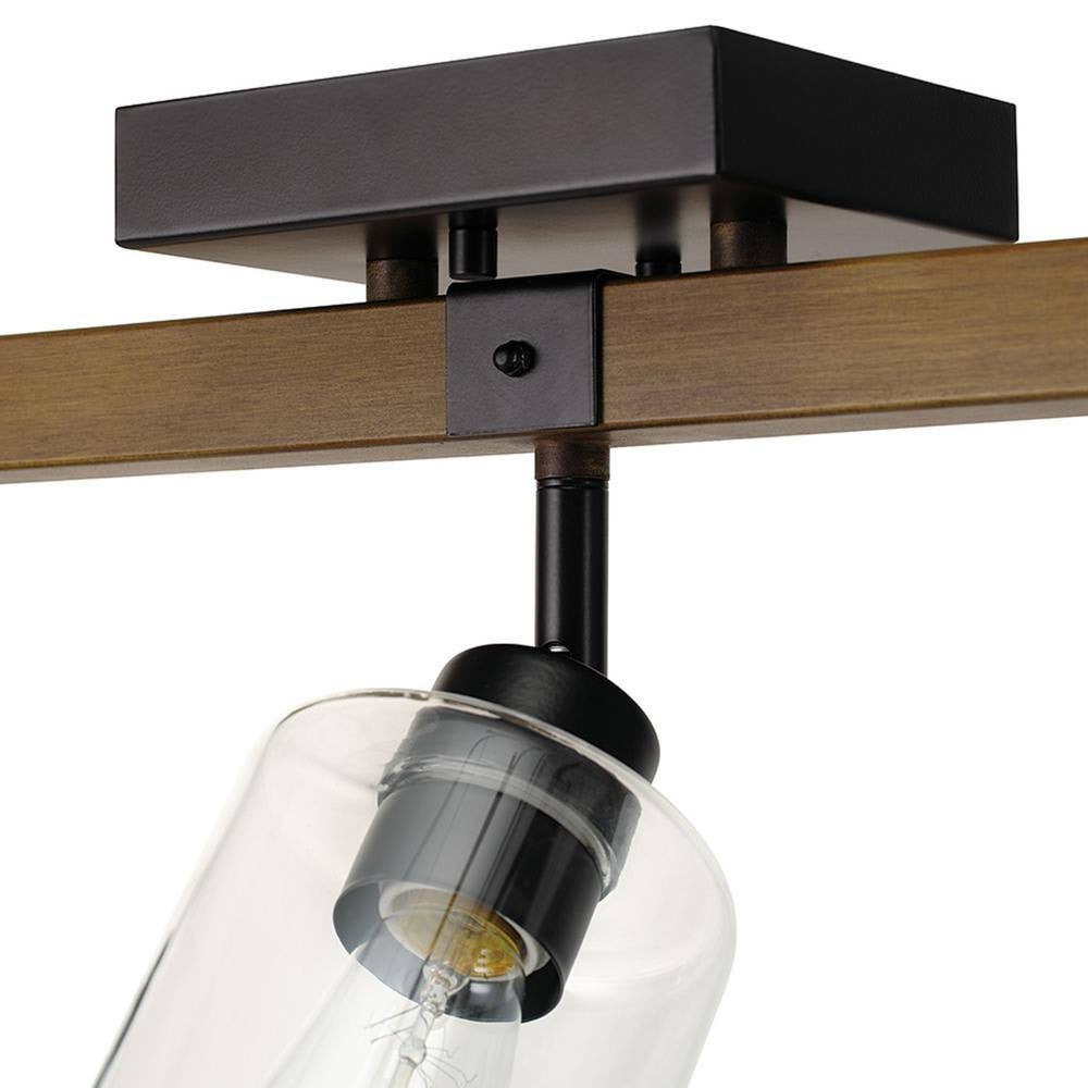 Austin 2 ft. 3-Light Faux Wood Fixed Track Black Accents Clear Glass Shades