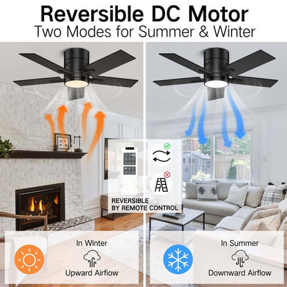 BICIK 42 in.Integrated LED Indoor/Covered Outdoor Black Ceiling Fan+Light+Remote