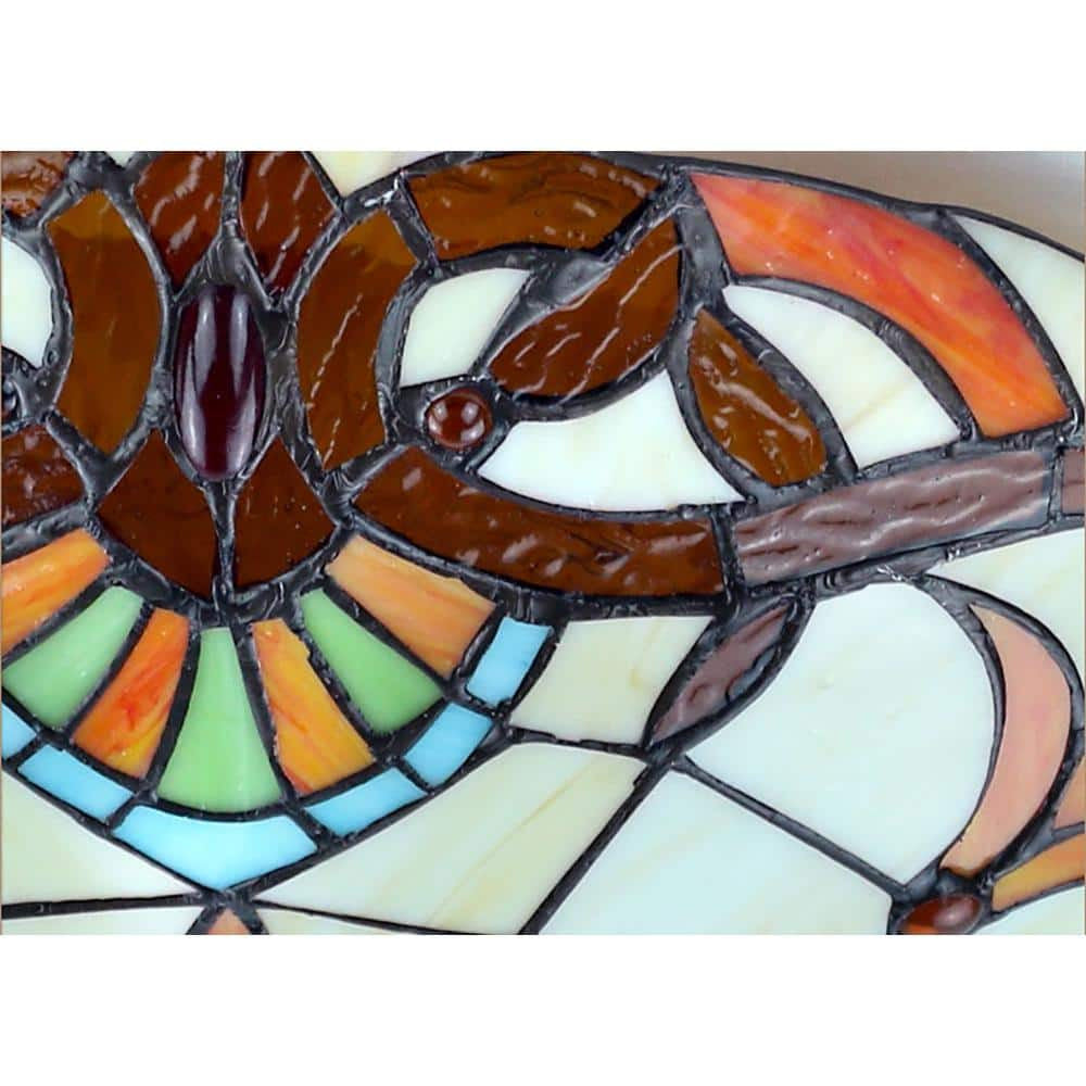 12" Tiffany Style Flush Mount Ceiling Light Stained Glass 2-Light Fixture