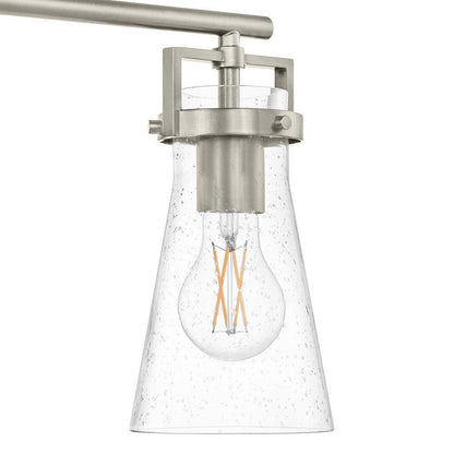 Clermont 30.75 in. 4-Light Brushed Nickel Bathroom Vanity Light w Seeded Glass