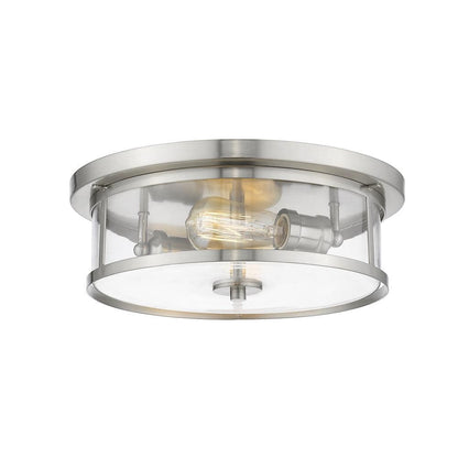 13.75 in. 10-Light Brushed Nickel Flush Mount with Clear Shade