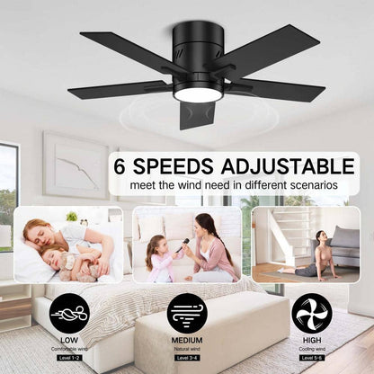 BICIK 42 in.Integrated LED Indoor/Covered Outdoor Black Ceiling Fan+Light+Remote