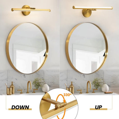 22"  1-Light Gold LED Vanity Light Bar 18-Watt Rotatable Bathroom Light Fixture