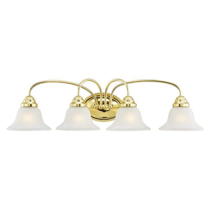 Bodenham 30.5 in. 4-Light Polished Brass Vanity Light with White Alabaster Glass