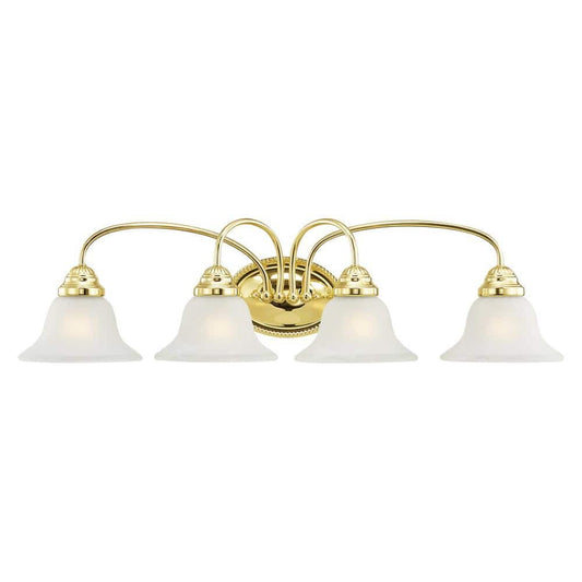 Bodenham 30.5 in. 4-Light Polished Brass Vanity Light with White Alabaster Glass