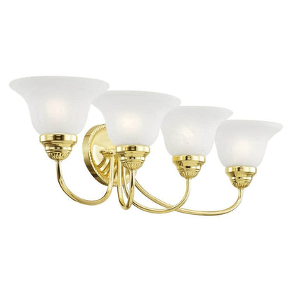 Bodenham 30.5 in. 4-Light Polished Brass Vanity Light with White Alabaster Glass