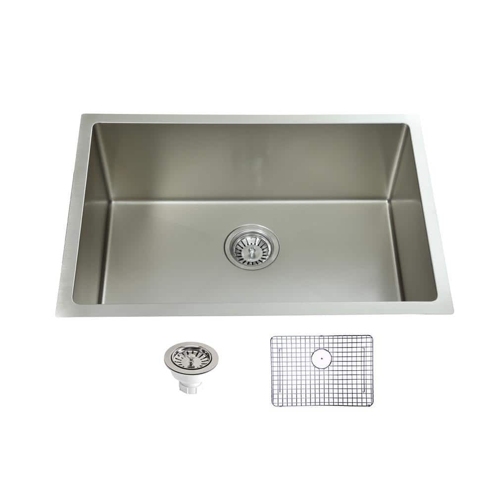16-Gauge Stainless Steel 22 in. Single Bowl Undermount Kitchen Sink with Grid
