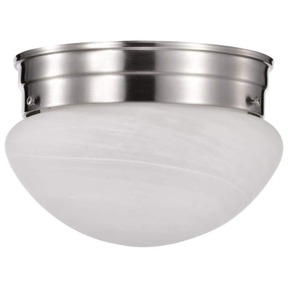8" 1-Light Flush with Alabaster Glass Brushed Nickel Finish - SATCO-SF76-671
