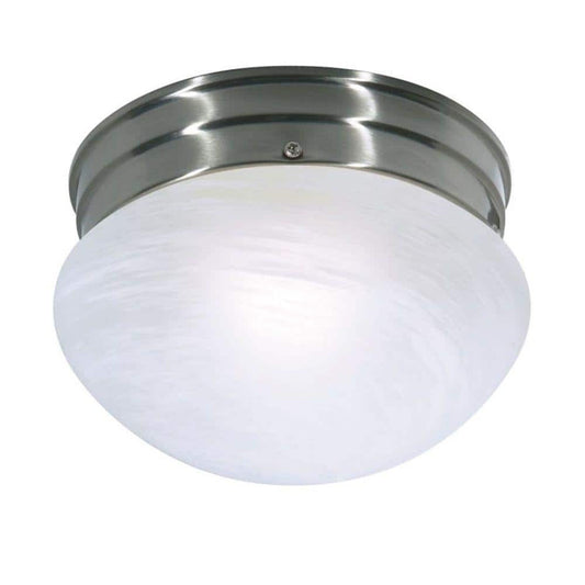 8" 1-Light Flush with Alabaster Glass Brushed Nickel Finish - SATCO-SF76-671