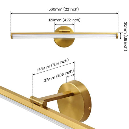 22"  1-Light Gold LED Vanity Light Bar 18-Watt Rotatable Bathroom Light Fixture