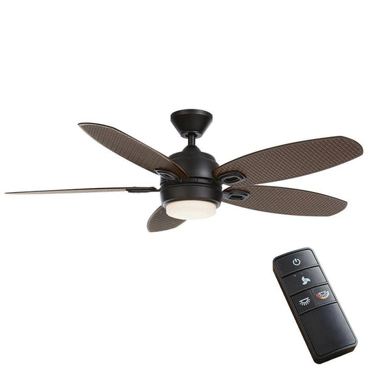 Daniel Island 52" LED Outdoor Ceiling Fan Matte Black Remote Home Decorators