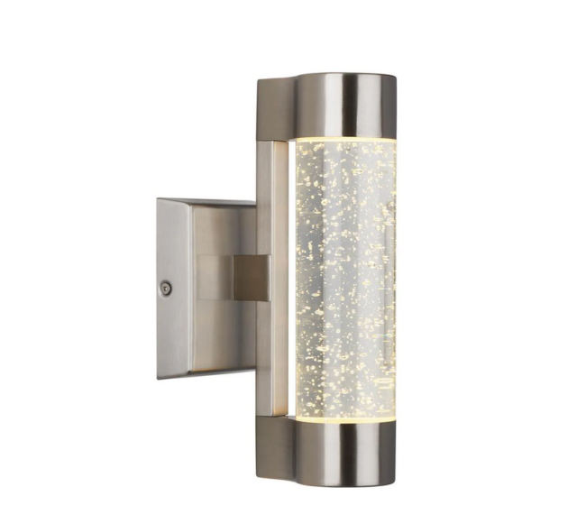 Artika Essence Steel Bubble Glass LED Outdoor Garage and Porch Cylinder Light 