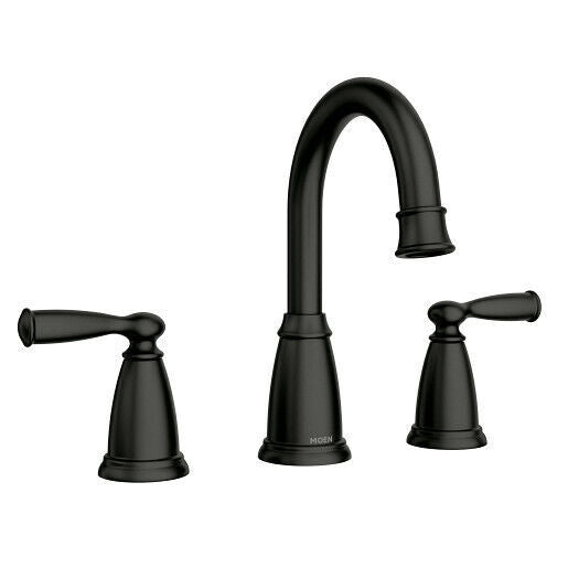 Banbury 8 Widespread Bathroom Faucet with Drain Kit and Valve in Matte Black