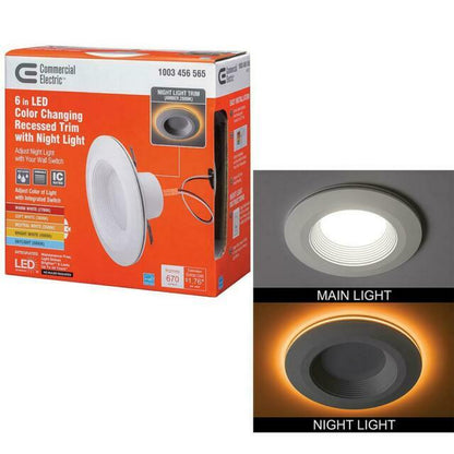 Commercial Electric 6" Selectable CCT LED Recessed Light Trim with Night Light