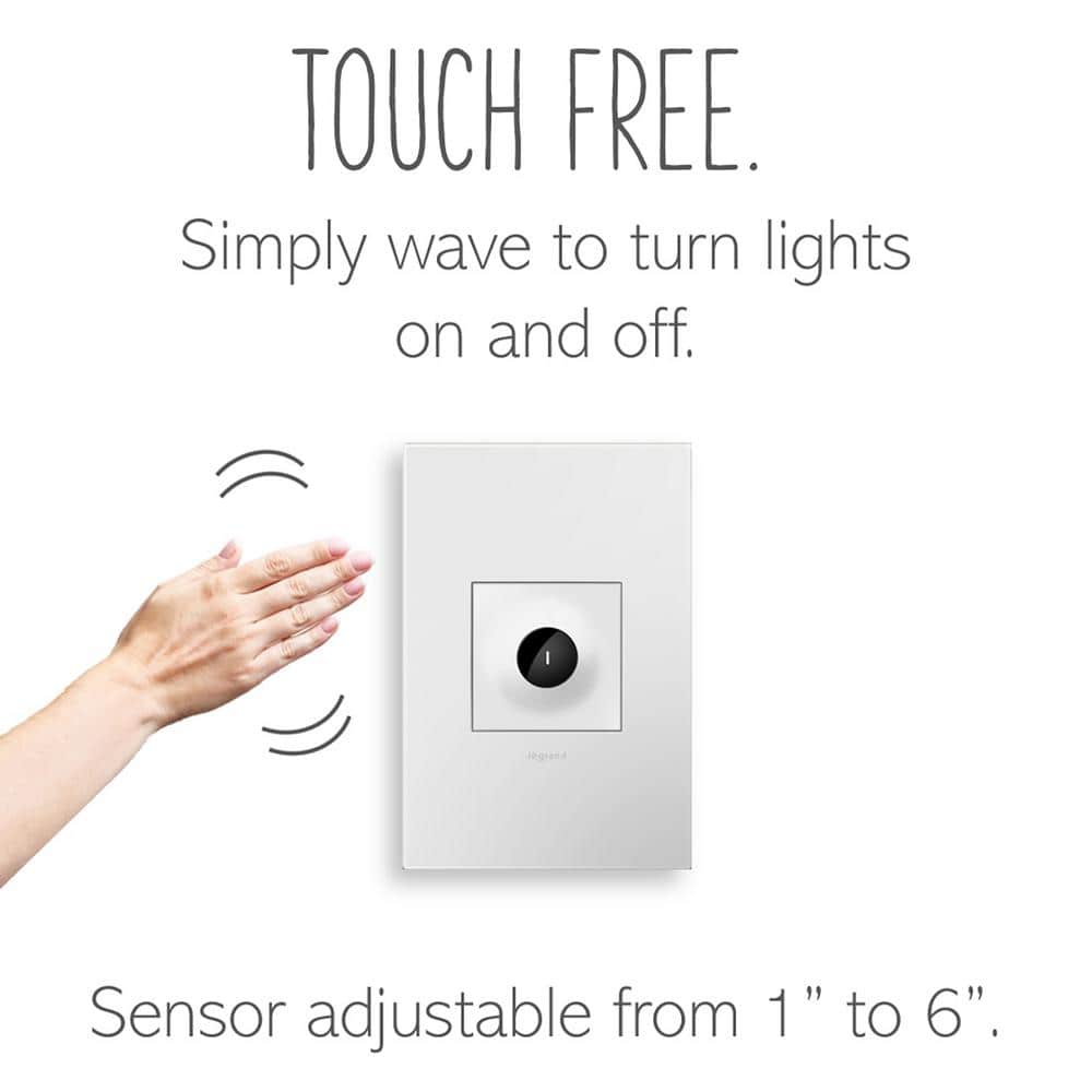 Legrand Adorne Wave 15 Amp Single-Pole/3-Way Touchless Switch w/ Microban White